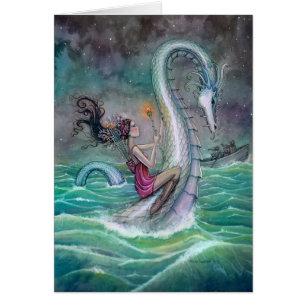 Sex av Stav Tarot Fantasykonst Sjöorm Hälsningskort