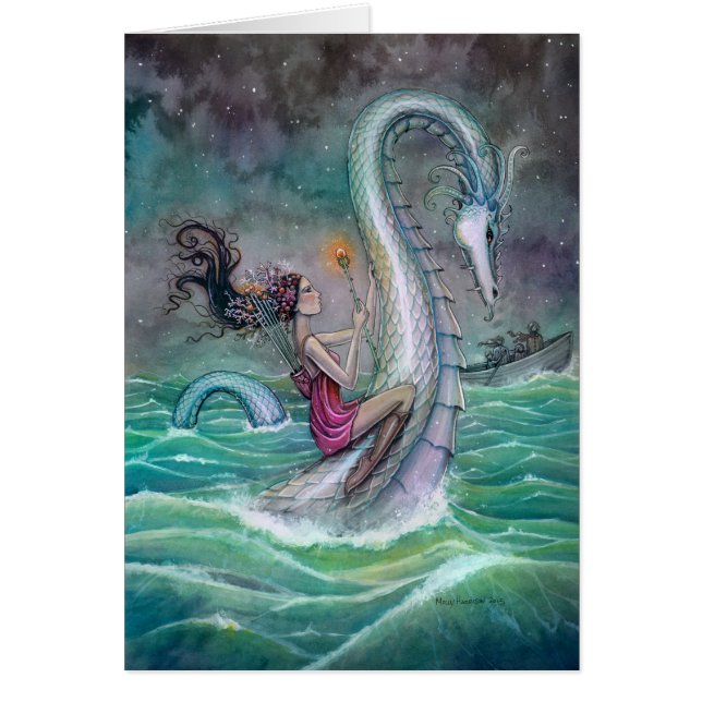 Sex av Stav Tarot Fantasykonst Sjöorm Hälsningskort (Framsidan)