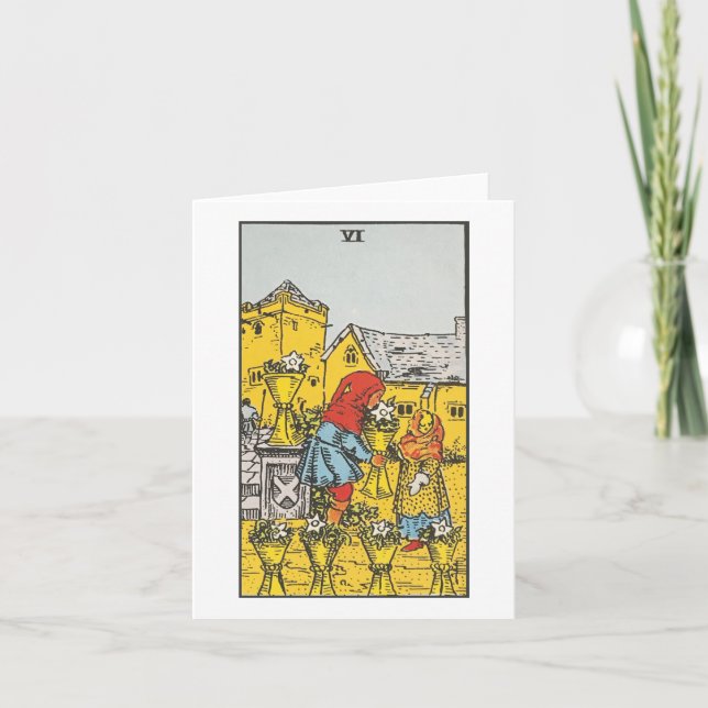Sex blankkort för kopp - Rider Waite Smith-tarot Kort (Framsida)