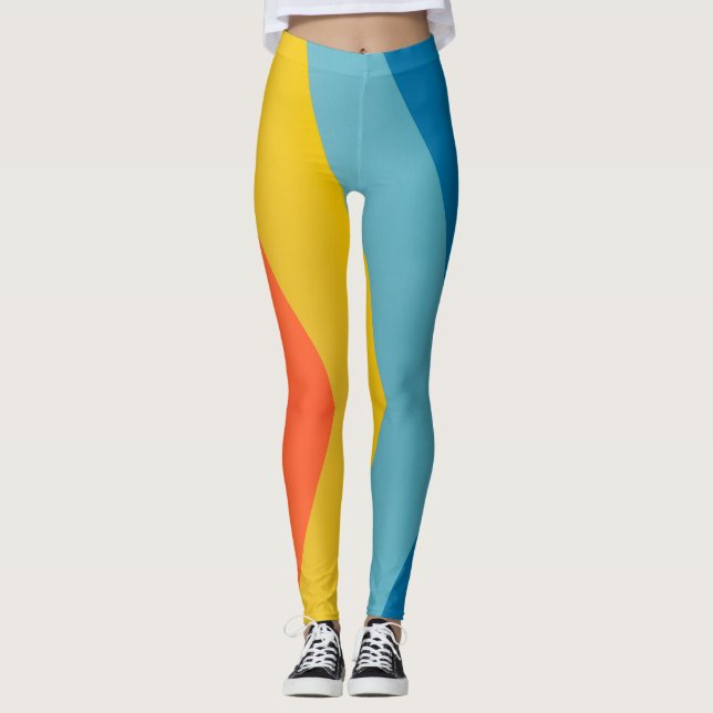 sex färg-mönster leggings (Framsida)