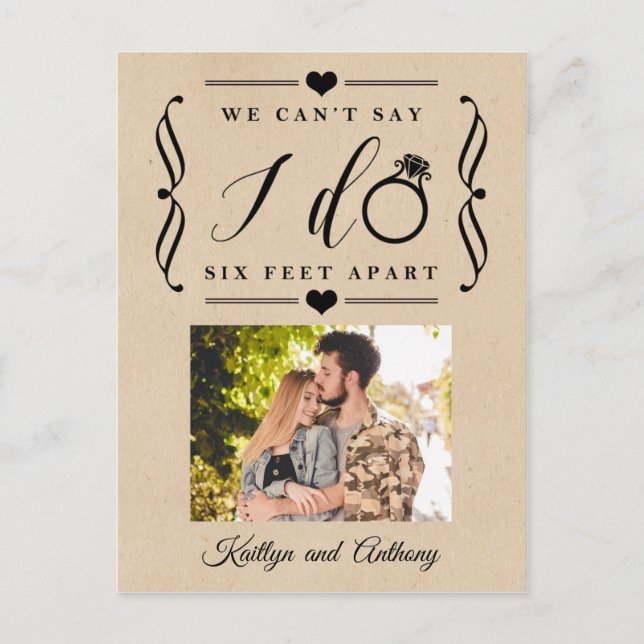 Sex Fot Apart Bröllopsuppskjutande Datumändring Meddelande Vykort (Framsida)