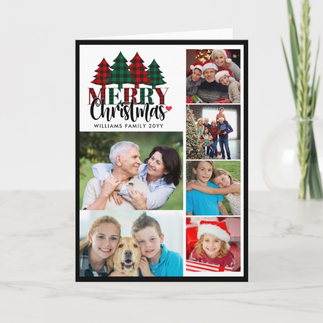 Sex foto-pålagda Namn-God jul-familjer har påträff Helgkort (Framsida)