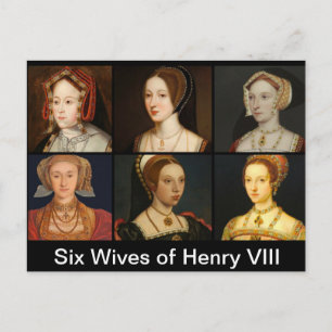 Sex fruar till Henry VIII-vykort Vykort