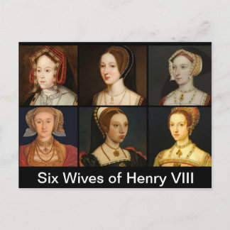 Sex fruar till Henry VIII-vykort Vykort