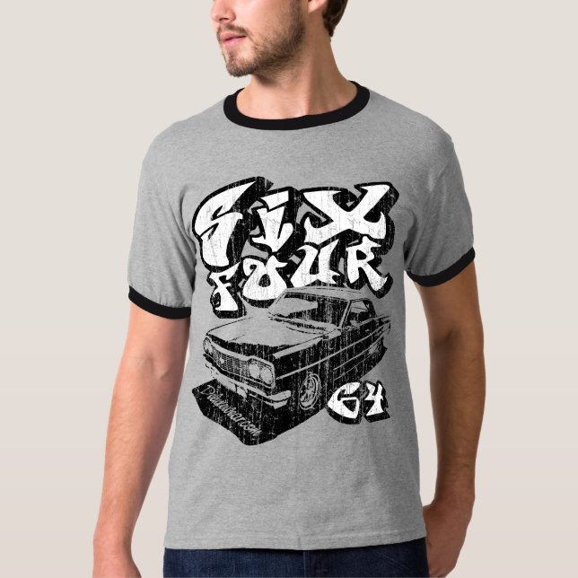 Sex fyra (vintagesvarten) t-shirt (Framsida)