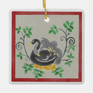 Sex gäss a-Lutande Square jul Ornament