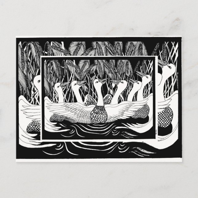 Sex gäss, sex gäss vykort (Framsida)