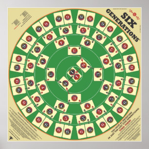 Sex generationkortspel 32" x 32" leka stiger poster