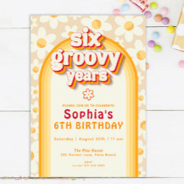 Sex Groovy Years 6e Birthday bjudande | Retro D Inbjudningar