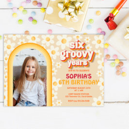 Sex Groovy Years 6e Birthday Photo Inbjudan | R