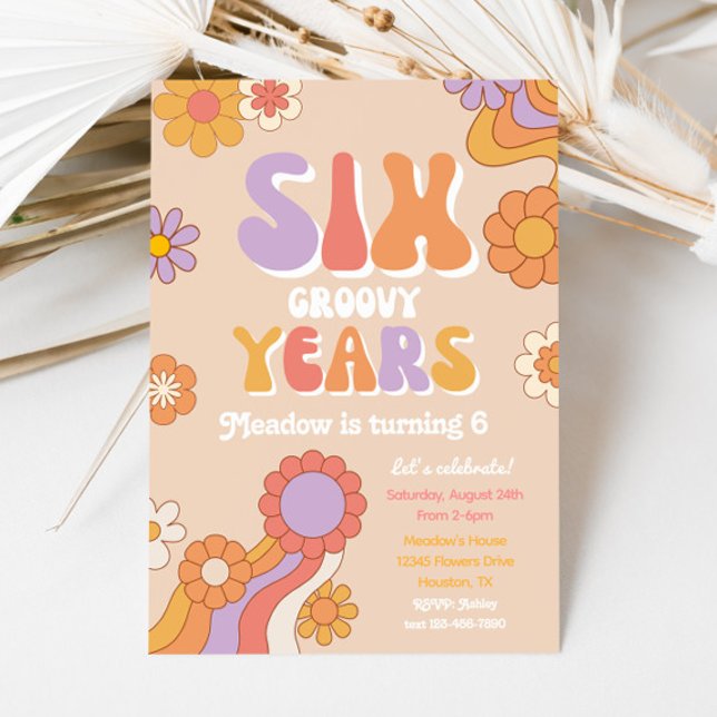 Sex Groovy Years-inbjudan | 6e Birthday Inbjudan (Skapare uppladdad)
