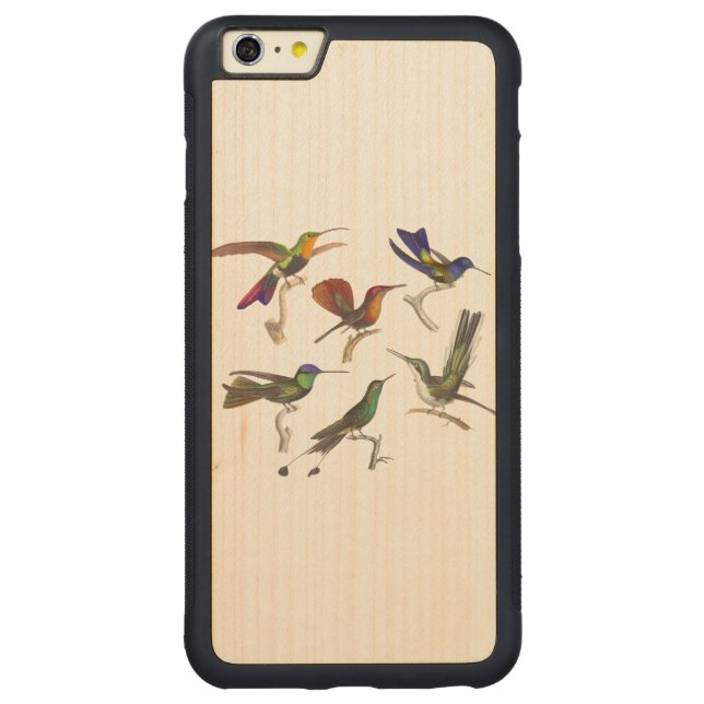 Sex Hummingbirds Carved Wood iPhone Skal (Baksidan)