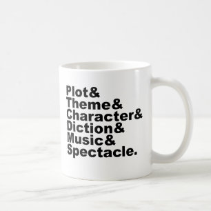 Sex inslag av Poetics och dramat av Aristotle Kaffemugg