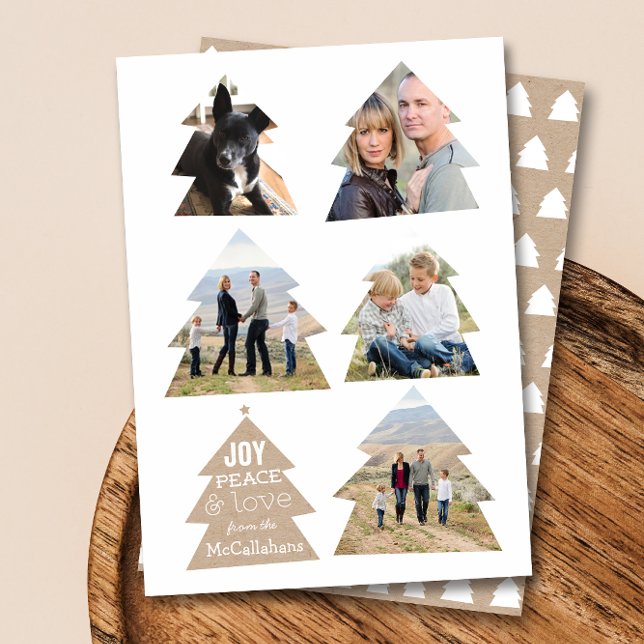 Sex Julgranar 5-foto-modernt Helgdag-kort Julkort (Skapare uppladdad)
