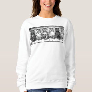 Sex katter som väntar för att matas t-shirt