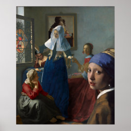 Sex kvinnor samlas - av Johannes Vermeer Affisch
