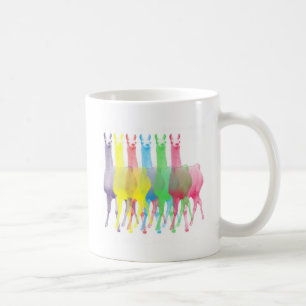 sex lamas i sex llamafärger kaffemugg