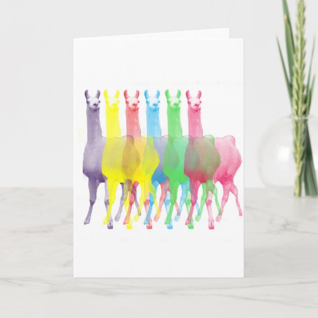 sex lamas i sex llamafärger kort (Framsida)