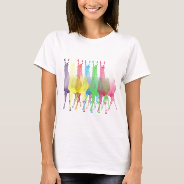 sex lamas i sex llamafärger t shirt (Framsida)