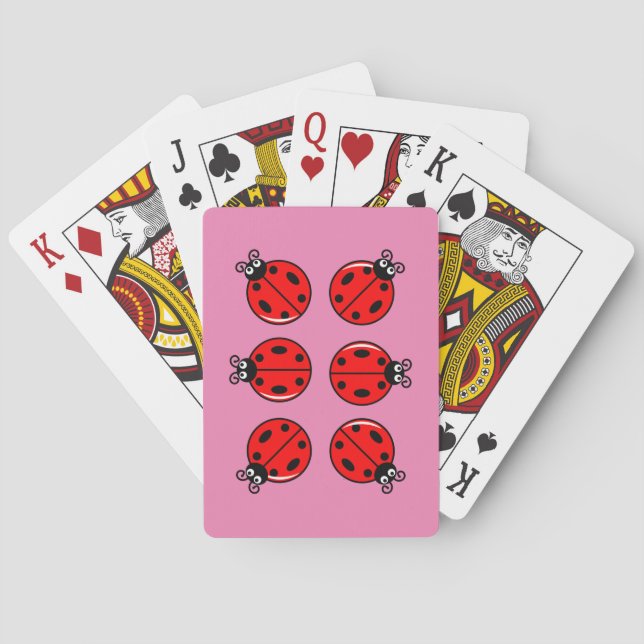 Sex lille Ladybugs - klassiska spelkort (Baksidan)