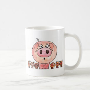 Sex lite grisar kaffemugg