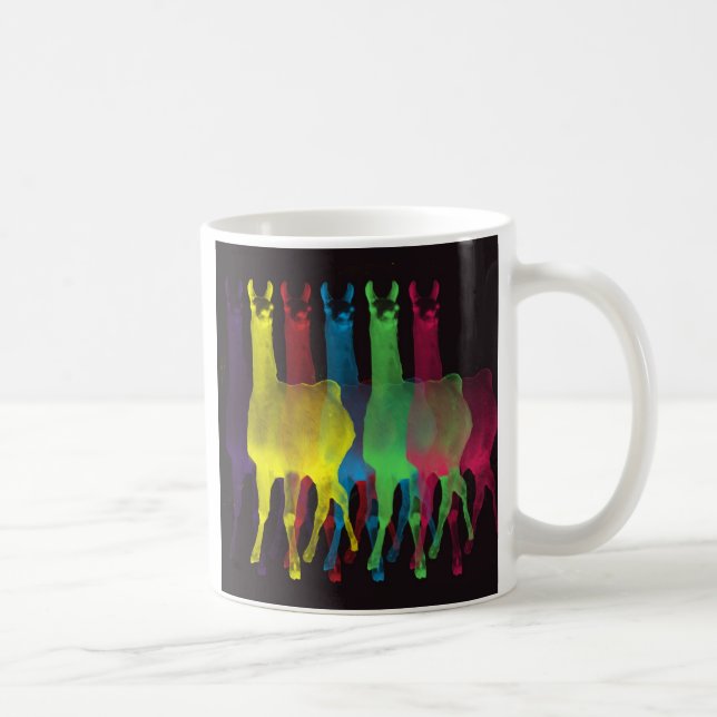 sex llamas i sex färger kaffemugg (Höger)