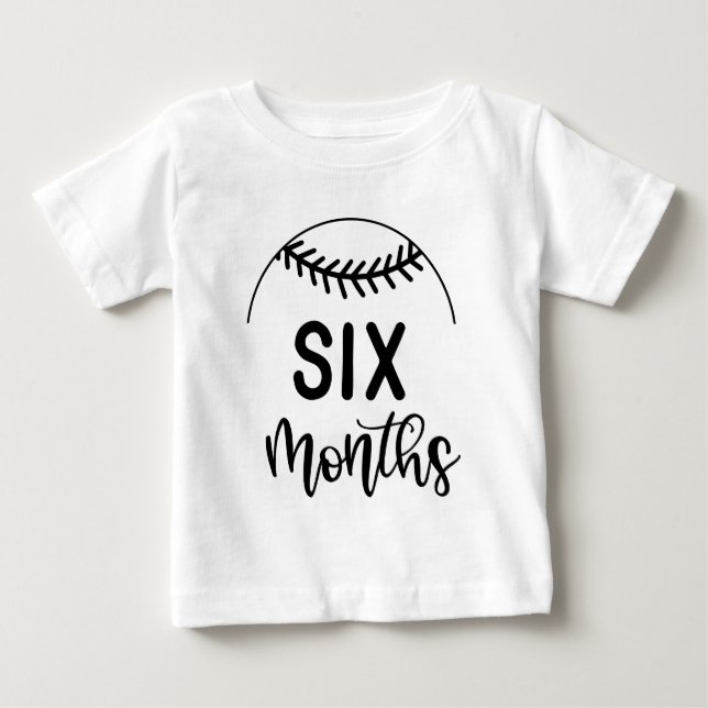 Sex Månaders Baseboll Baby Mål - T Shirt (Framsida)