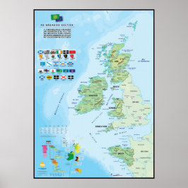 Sex nationer: carte en breton poster