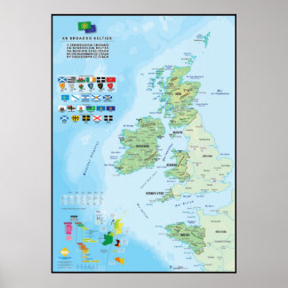 Sex nationer: carte en breton poster