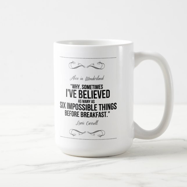 "Sex omöjliga saker" Alice i underlandmugg Kaffemugg (Höger)