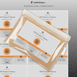 Sex Orangars QR-kod Grått-etikett för stora produk Klistermärken