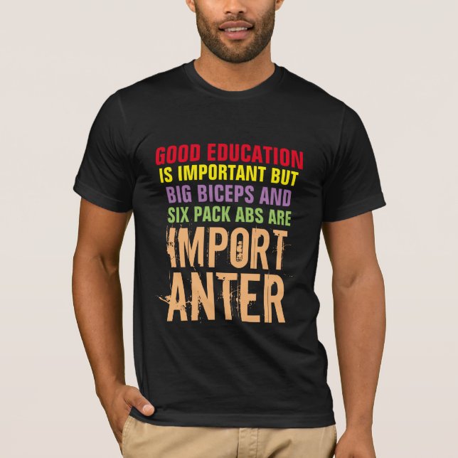 Sex Pack Abs är viktiga roliga jock t-shirt (Framsida)