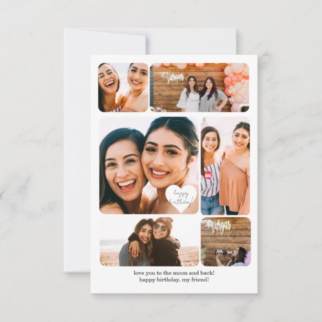 Sex Photo Collage Best Friend Grattis på födelseda Kort (Framsida)