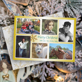 Sex Photo Collage-familjens jul Guld Julkort