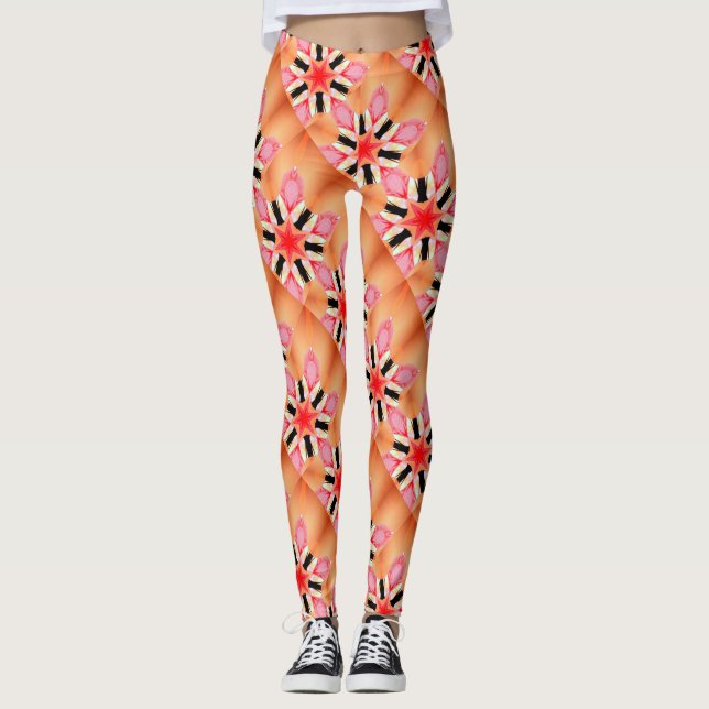 sex-punkters röd stjärna persika leggings (Framsida)
