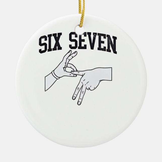 Sex Seven Meme Viral 67 Mason Sign Language Julgransprydnad Keramik (Framsidan)