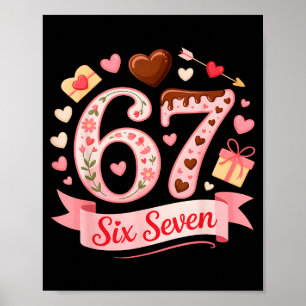 Sex Sju 67 Blommig Hjärtan Alla Hjärtans Dag Söt U Poster