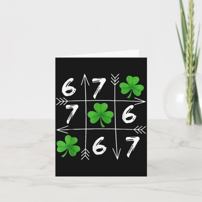 Sex sju 67 meme 6 7 St. Patricks dag shamrock  Kort (Framsida)