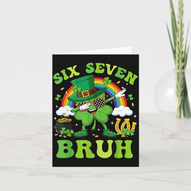 Sex sju 67 meme bruh cool st patricks day tonåring kort (Framsida)