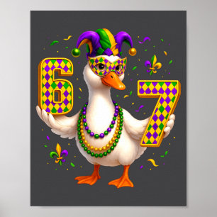 Sex Sju 67 Meme Goose Med Jesterhatt & Pärlor Poster