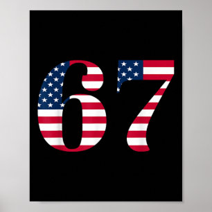 Sex Sju 67 Meme Rolig Amerikansk Flagga Halloween Poster