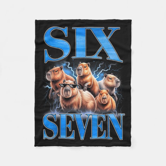 Sex Sju 67 Meme Rollig Capybara Bootleg Grafisk  Fleecefilt (Framsidan)