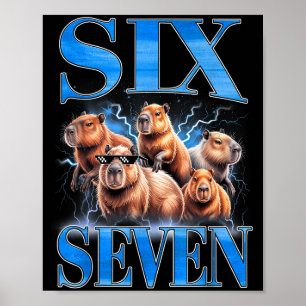 Sex Sju 67 Meme Rollig Capybara Bootleg Grafisk  Poster