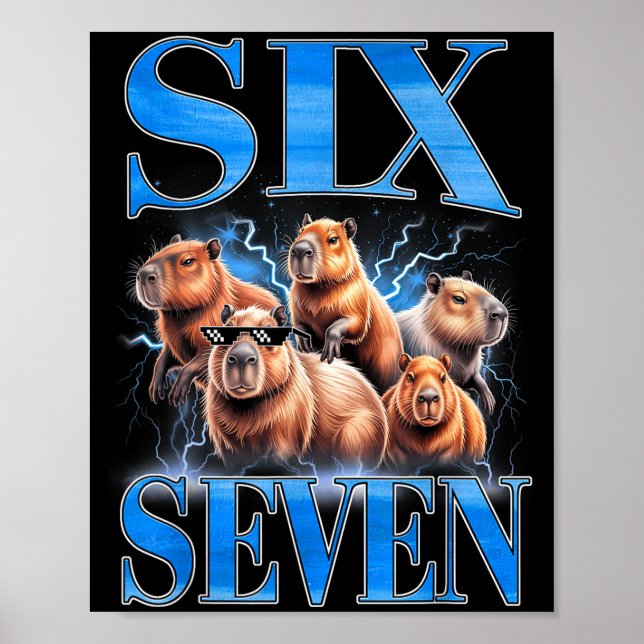 Sex Sju 67 Meme Rollig Capybara Bootleg Grafisk  Poster (Framsidan)