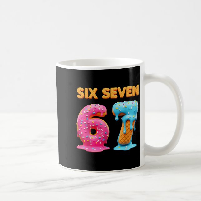 Sex Sju 67 Nummer Meme Glass Dropp Gen Alpha Kaffemugg (Höger)