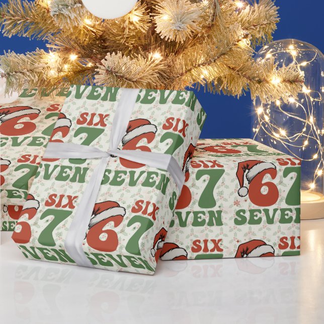 Sex Sju 67 Rolig Tomtehatt Jul Xmas Meme Presentpapper (Helgdagar)