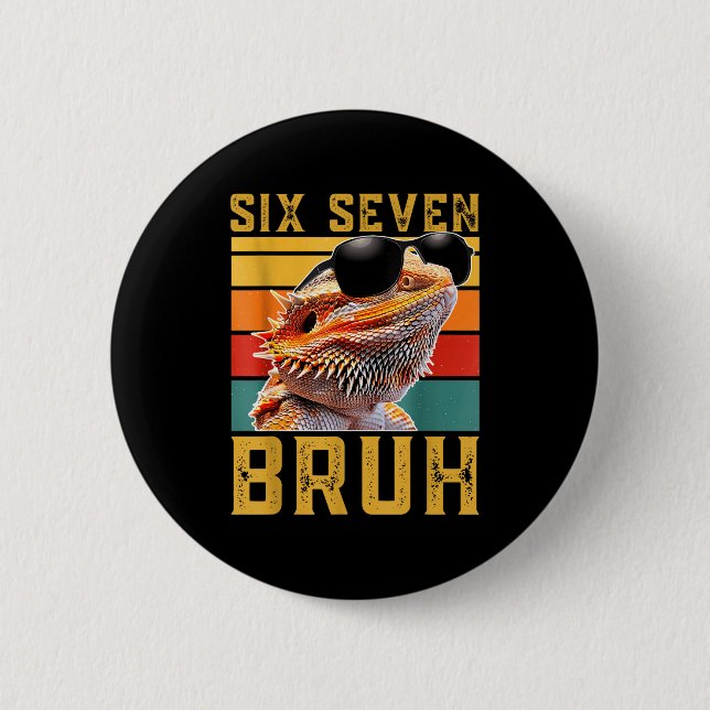 Sex Sju 6 7 67 Meme Rolig Skäggig Drakdesign  Knapp (Framsida)
