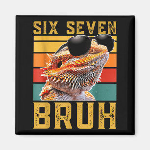 Sex Sju 6 7 67 Meme Rolig Skäggig Drakdesign Magnet