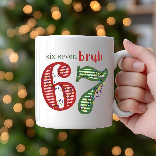 Sex Sju 6 7 Bruh Jul Högtid Kaffemugg (67 six seven bruh kids mug)