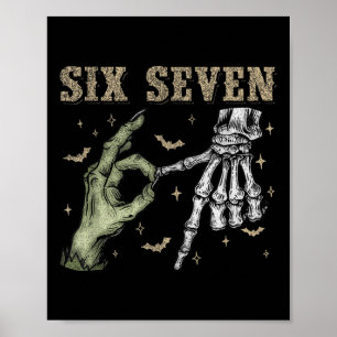 Sex Sju 6 7 Halloween 67 Kuslig Skelett Monster Poster